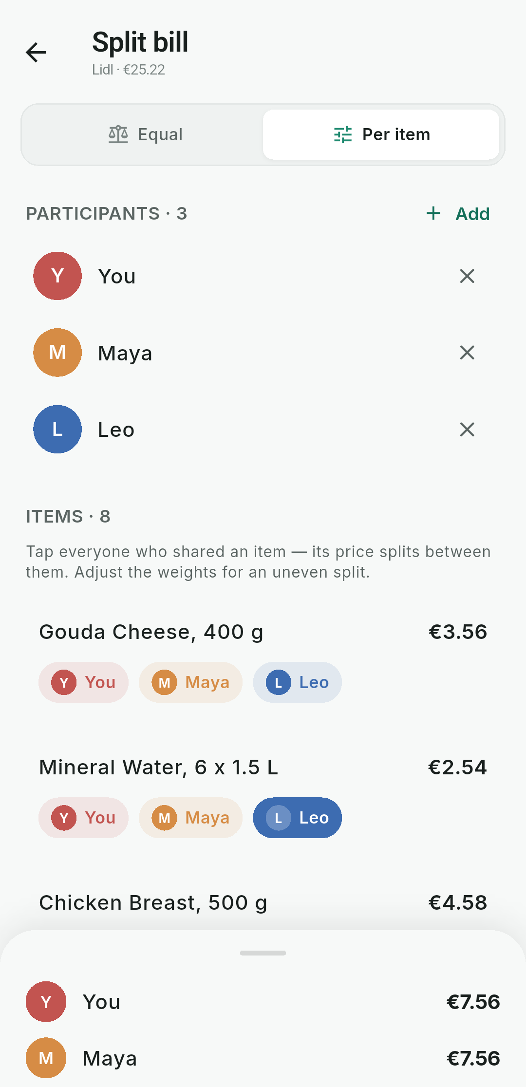Split a bill between friends